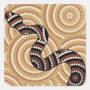 Aboriginal slangenschilderij vierkante sticker