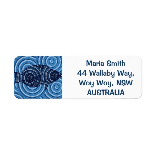 Aboriginal stit schilder fish etiket (Voorkant)