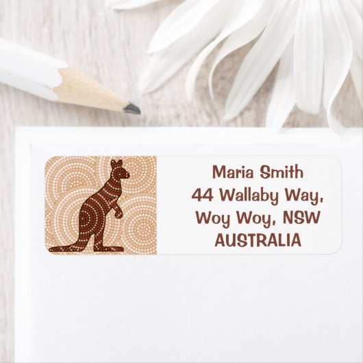 Aboriginal stit schilderkangoeroe etiket (Insitu)