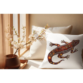 aboriginal style salamander in red kleuren kussen