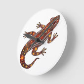 aboriginal style salamander in red kleuren ronde klok (Hoek)