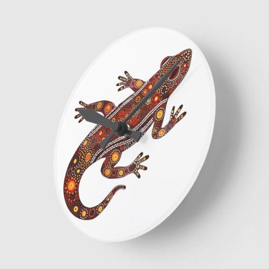 aboriginal style salamander in red kleuren ronde klok (Hoek)