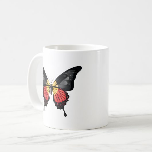 Aboriginal Swallowtail Butterfly Flag Sticker Koffiemok (Voorkant links)