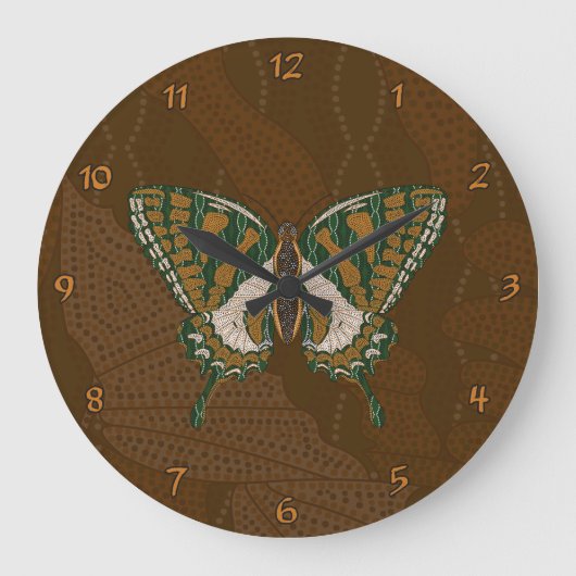 Aboriginal Swallowtail Clock Grote Klok (Voorkant)