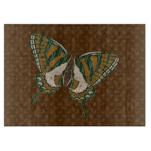 Aboriginal Swallowtail Glass Cutting Board Snijplank (Voorkant)