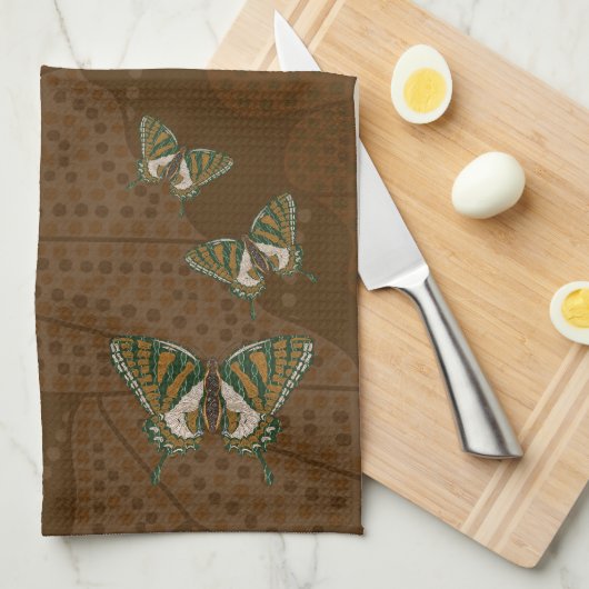 Aboriginal Swallowtail Hand Towel Theedoek (Quarter Fold)