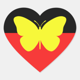 Aboriginal vlinder vlag hart sticker