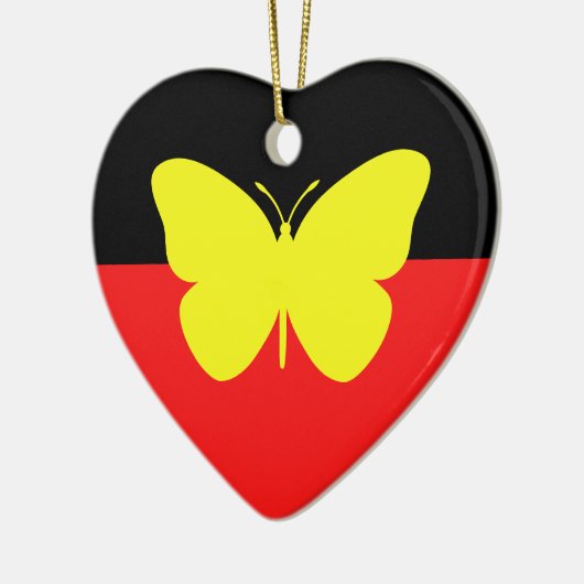 Aboriginal vlinder vlag keramisch ornament (Links)
