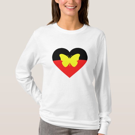 Aboriginal vlinder vlag t-shirt (Voorkant)