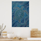 Aboriginal Zee Turtle Dot Art Poster (Keuken)