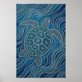Aboriginal Zee Turtle Dot Art Poster (Voorkant)