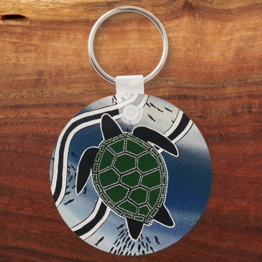 aboriginal zee turtle key ring sleutelhanger (Voorkant)