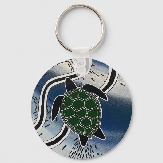 aboriginal zee turtle key ring sleutelhanger (Voorkant)