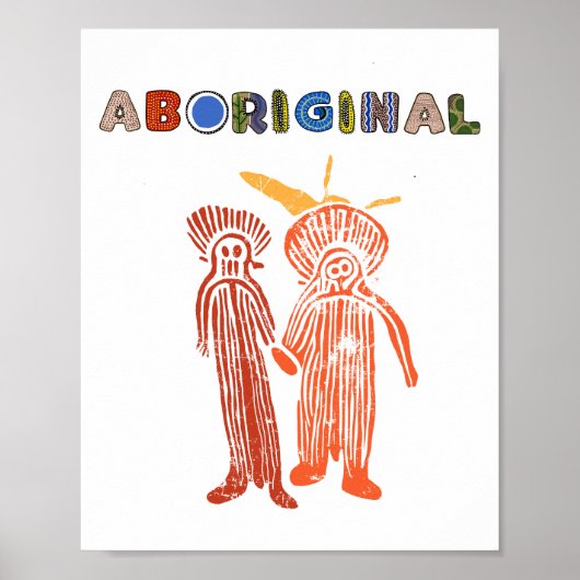 aboriginale kunst oude afgod symbool petroglief au poster (Voorkant)