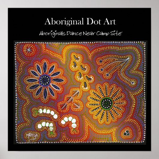 Aboriginals Dance Near Camp Fire Poster (Voorkant)