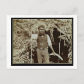 Aborigine met een Boomerang, c.1860s (sepia foto) Briefkaart (Voorkant)