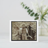 Aborigine met een Boomerang, c.1860s (sepia foto) Briefkaart (Staand voorkant)