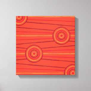 Aborigineel lijnschilderij en cirkelschilderij canvas afdruk