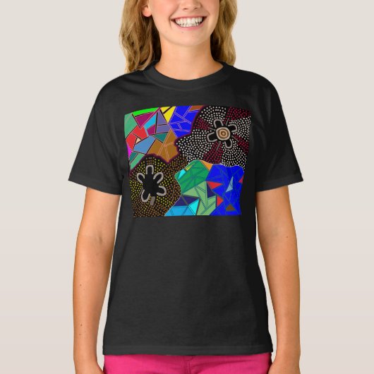Aborigineel ontwerp/nekshirt t-shirt (Voorkant)