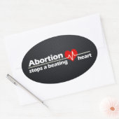 Abortion Stopt a Beating Heart, Pro-Life Ovale Sticker (Envelop)