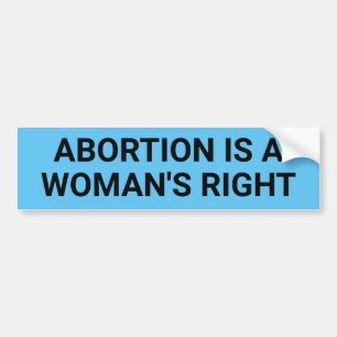 Abortus is een zwarte tekst van een vrouw op blauw bumpersticker