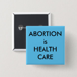Abortus is zwarte tekst in de gezondheidszorg op b vierkante button 5,1 cm