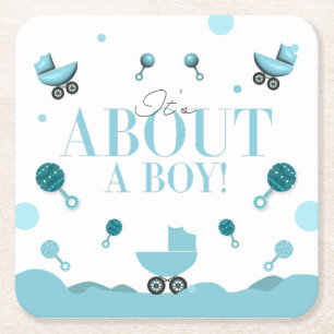 About a Boy Baby Shower Uitnodiging Cadeautas Kartonnen Onderzetters