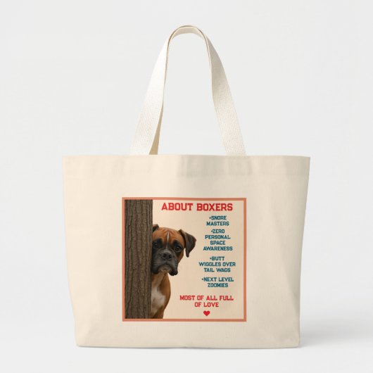 About Boxers Funny & Loving Boxer Dog Quote Design Grote Tote Bag (Voorkant)