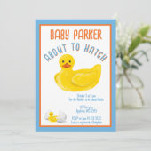 About to Hatch Baby Shower Invitation Kaart (Staand voorkant)