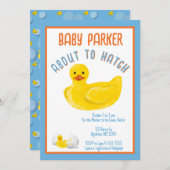 About to Hatch Baby Shower Invitation Kaart (Voorkant / Achterkant)