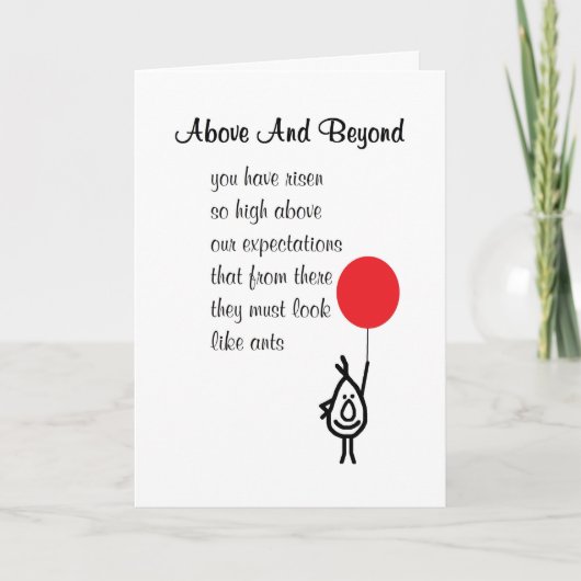 Above And Beyond - an employee appreciation poem Bedankkaart (Voorkant)