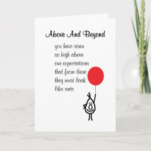 Above And Beyond - an employee appreciation poem Bedankkaart