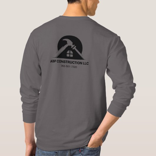 ABP Bouw voor/achter lange mouwen Crew T-shirt (Achterkant)