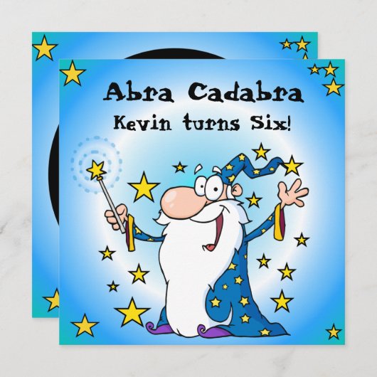 Abra Cadabra Magic Custom Birthday Invites Kaart (Voorkant / Achterkant)