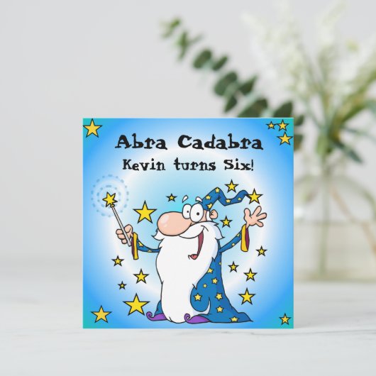 Abra Cadabra Magic Custom Birthday Invites Kaart (Staand voorkant)