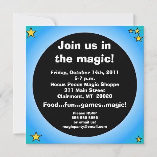 Abra Cadabra Magic Custom Birthday Invites Kaart (Achterkant)