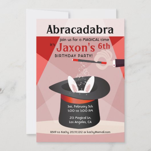 Abracadabra Kind Birthday Party Invitation Kaart (Voorkant)