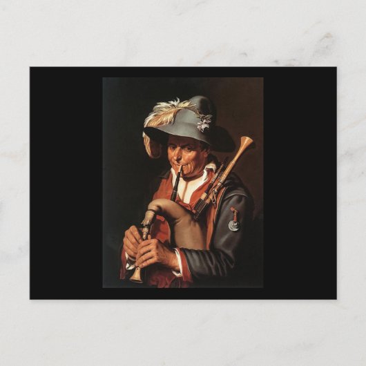 Abraham Bloemaert de Bagpiper Briefkaart (Voorkant)