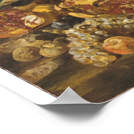 Abraham Brueghel - Pomegranaten en andere vruchten Poster (Hoek)