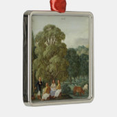 Abraham die de Drie Angels vermaakt Metalen Ornament (Rechts)