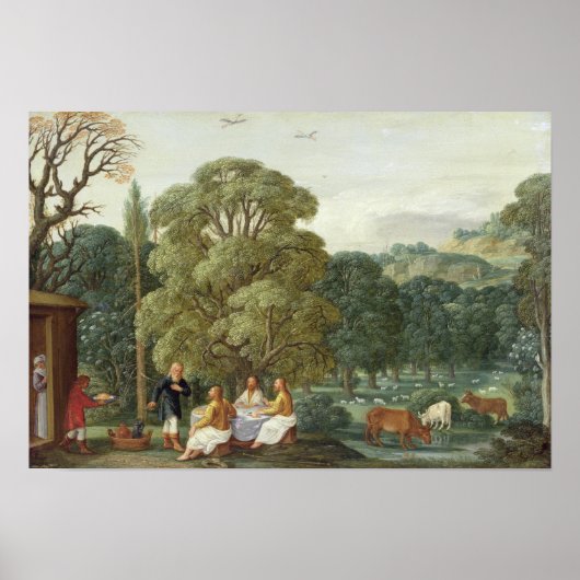 Abraham die de Drie Angels vermaakt Poster (Voorkant)