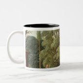 Abraham die de Drie Angels vermaakt Tweekleurige Koffiemok (Links)