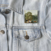 Abraham die de Drie Angels vermaakt Vierkante Button 5,1 Cm (In situ)