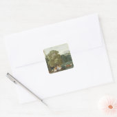 Abraham die de Drie Angels vermaakt Vierkante Sticker (Envelop)