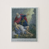 Abraham die zijn zoon Isaac aanbiedt uit een bijbe Legpuzzel (Verticaal)