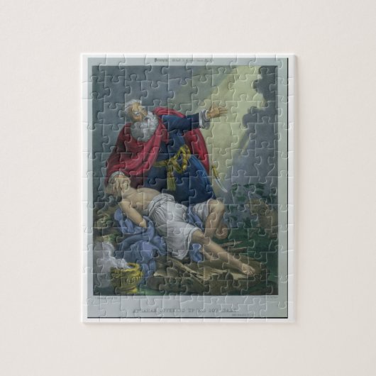 Abraham die zijn zoon Isaac aanbiedt uit een bijbe Legpuzzel (Verticaal)