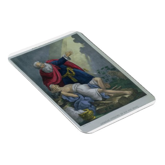 Abraham die zijn zoon Isaac aanbiedt uit een bijbe Magneet (Rechterzijde)