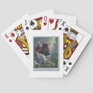 Abraham die zijn zoon Isaac aanbiedt uit een bijbe Pokerkaarten