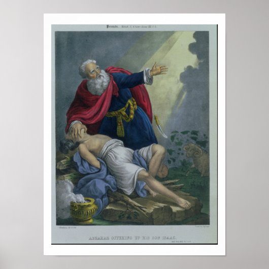 Abraham die zijn zoon Isaac aanbiedt uit een bijbe Poster (Voorkant)