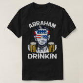 Abraham Drinkin Lincoln Retro 4th of July USA Flag T-shirt (Design voorkant)